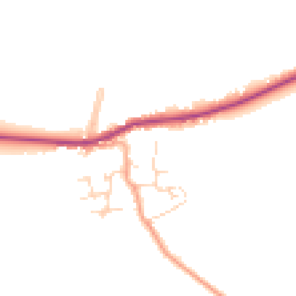 Daytime road noise heatmap for PE7 2EL