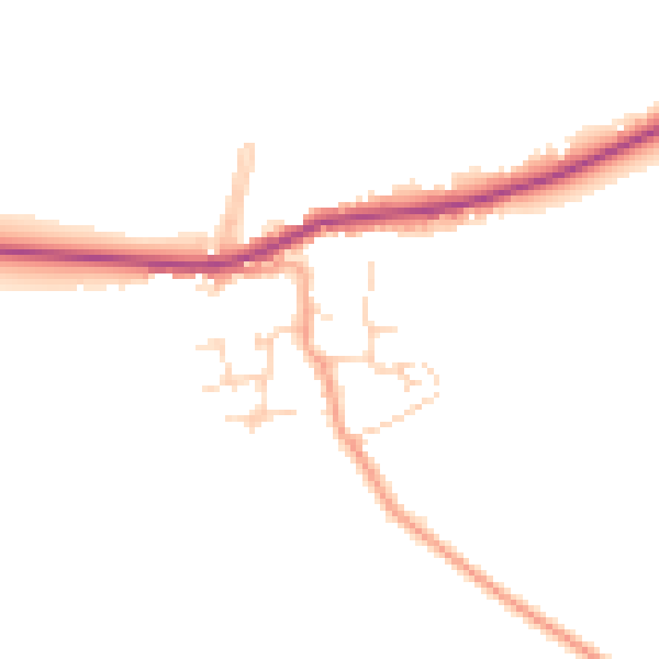 Daytime road noise heatmap for PE7 2EQ