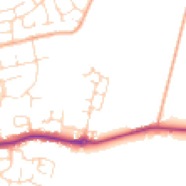 Daytime road noise heatmap for PE7 2FH