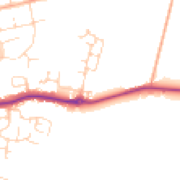 Daytime road noise heatmap for PE7 2FL