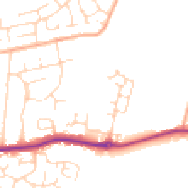Daytime road noise heatmap for PE7 2GD
