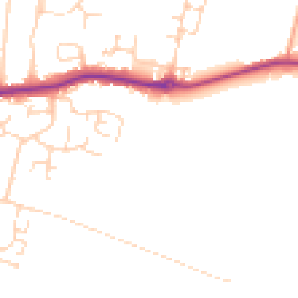 Daytime road noise heatmap for PE7 2GL