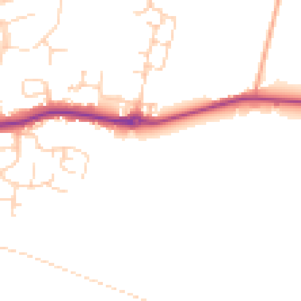 Daytime road noise heatmap for PE7 2GN