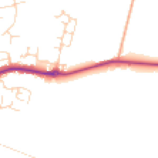 Daytime road noise heatmap for PE7 2GS