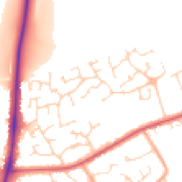 Daytime road noise heatmap for PE7 3AH