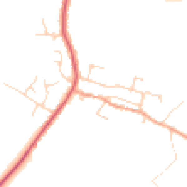 Daytime road noise heatmap for PE7 3AN