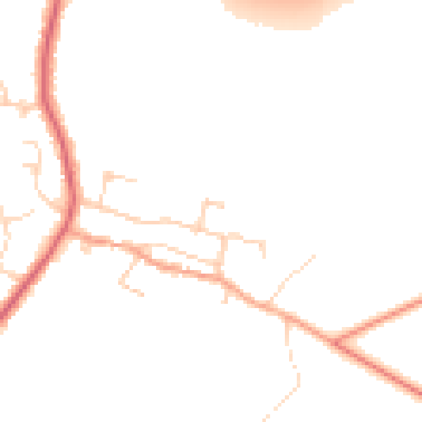 Daytime road noise heatmap for PE7 3AS