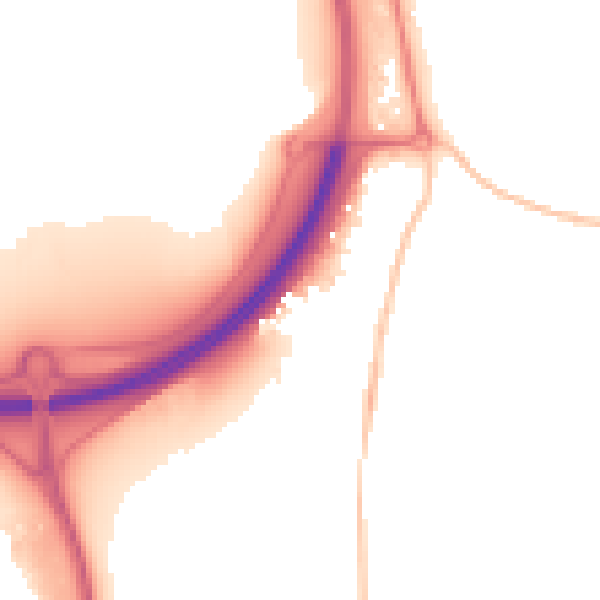 Night-time road noise heatmap for PE7 3BD