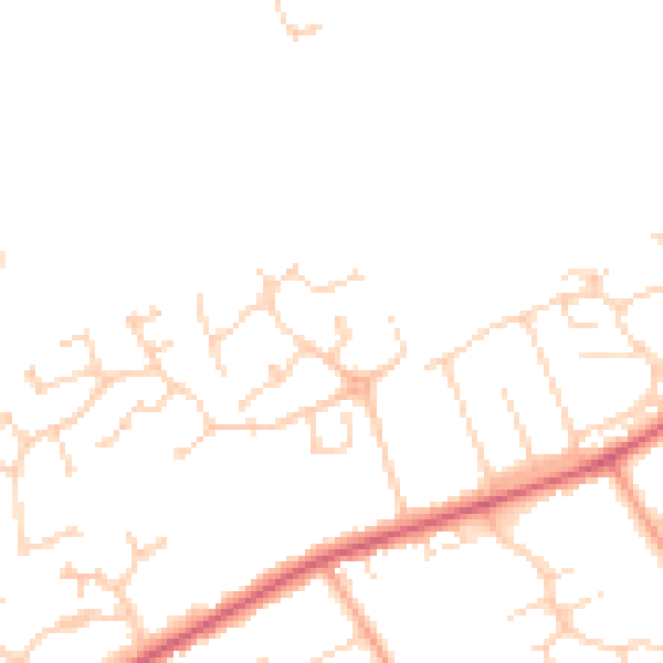 Daytime road noise heatmap for PE7 3BF