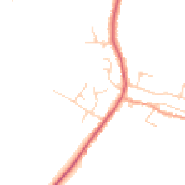 Daytime road noise heatmap for PE7 3BG