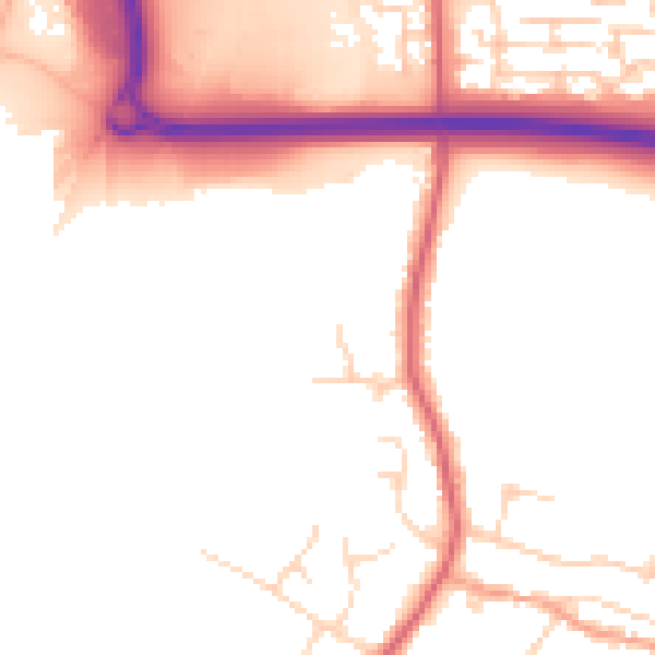 Daytime road noise heatmap for PE7 3BP