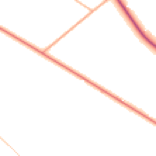 Daytime road noise heatmap for PE7 3DJ