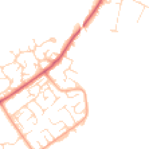 Daytime road noise heatmap for PE7 3FD