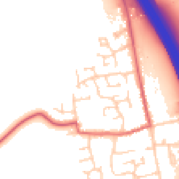 Daytime road noise heatmap for PE7 3FQ