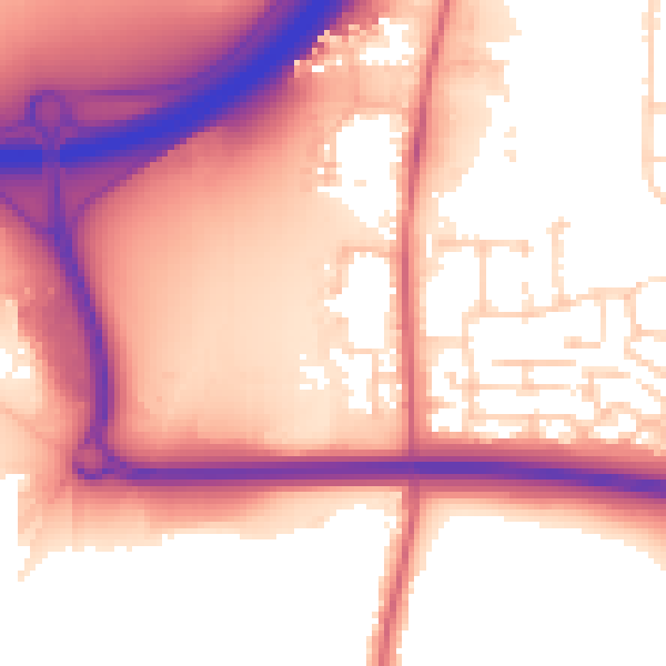 Daytime road noise heatmap for PE7 3FT
