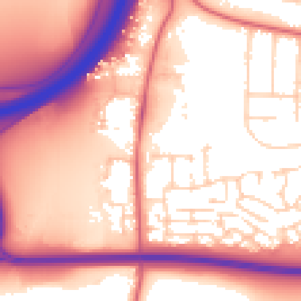 Daytime road noise heatmap for PE7 3GN