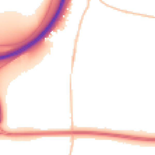 Night-time road noise heatmap for PE7 3GN