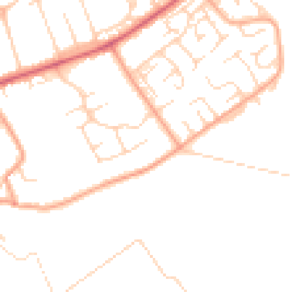 Daytime road noise heatmap for PE7 3JU
