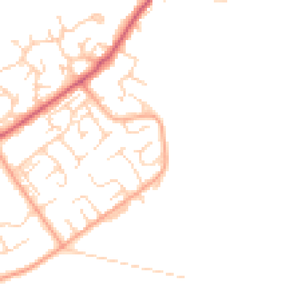 Daytime road noise heatmap for PE7 3JY