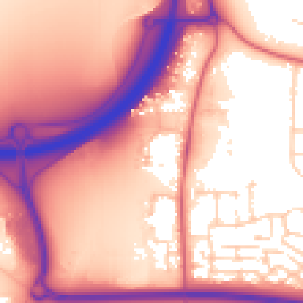 Daytime road noise heatmap for PE7 3LL