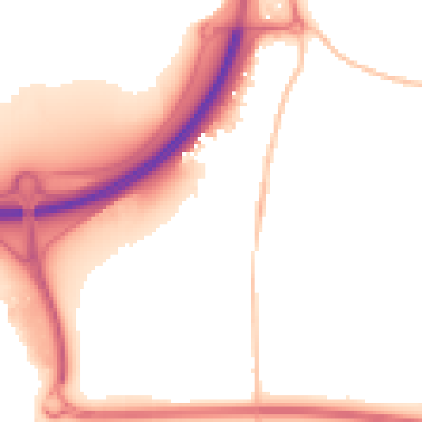 Night-time road noise heatmap for PE7 3LL