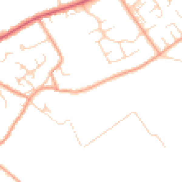 Daytime road noise heatmap for PE7 3LZ