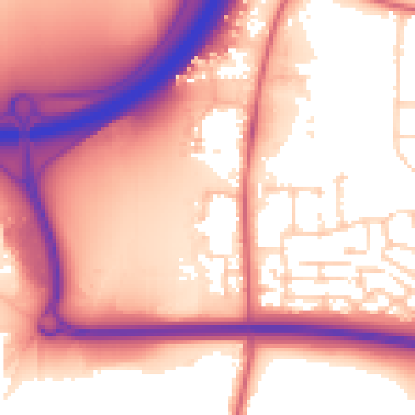 Daytime road noise heatmap for PE7 3NL