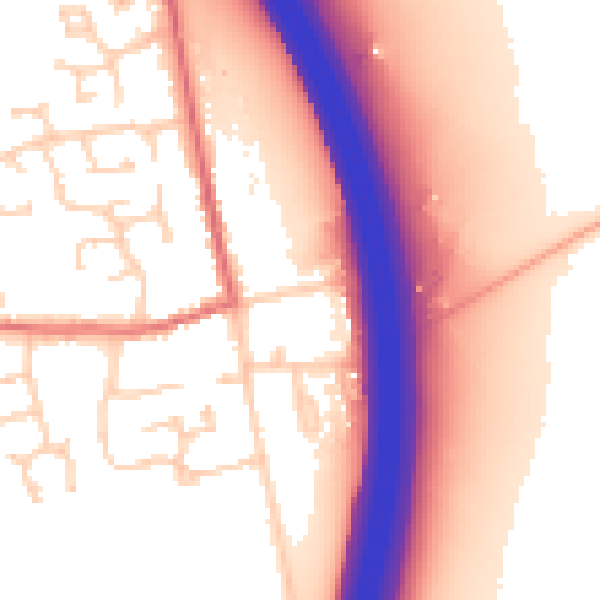 Daytime road noise heatmap for PE7 3RJ