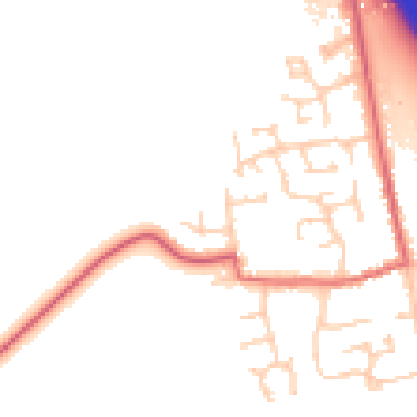 Daytime road noise heatmap for PE7 3RN