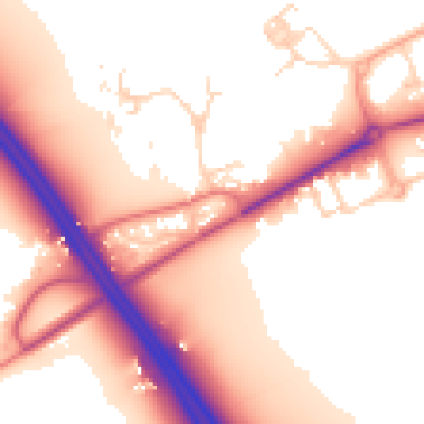 Daytime road noise heatmap for PE7 3UT