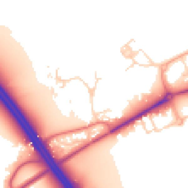 Daytime road noise heatmap for PE7 3UU