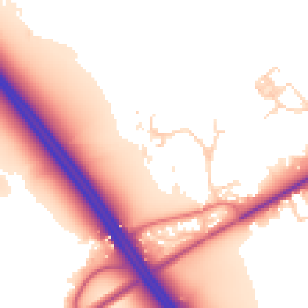 Daytime road noise heatmap for PE7 3UW