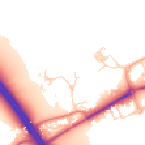 Daytime road noise heatmap for PE7 3UY