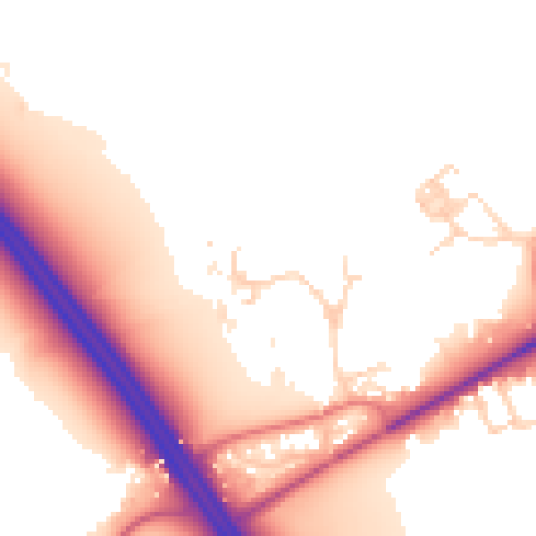 Daytime road noise heatmap for PE7 3UZ