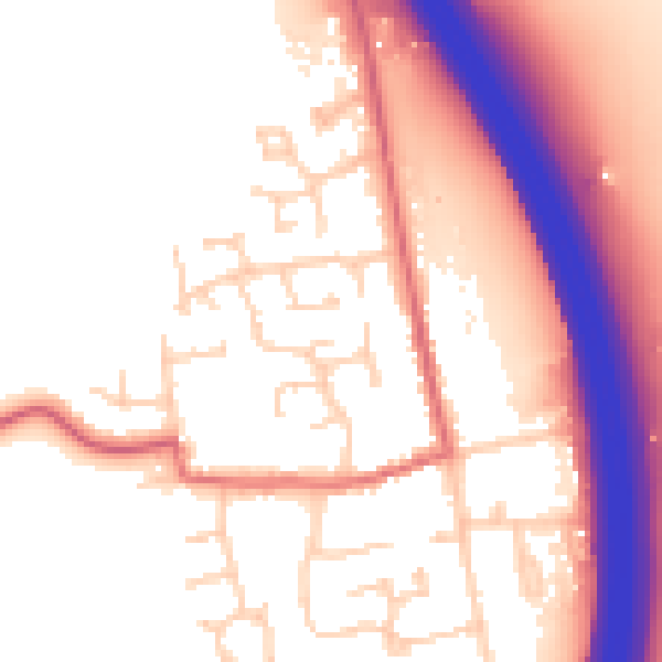 Daytime road noise heatmap for PE7 3XE