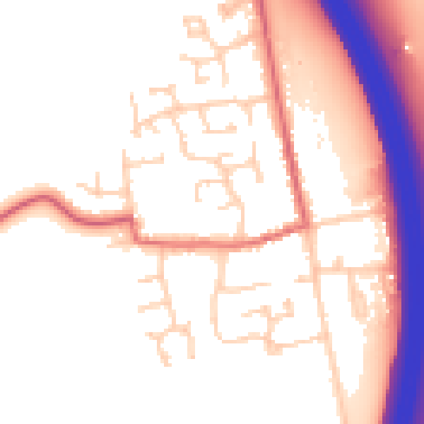 Daytime road noise heatmap for PE7 3XG