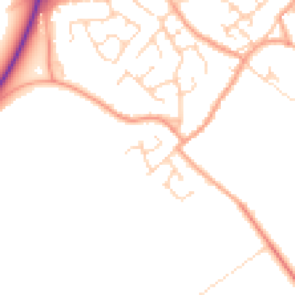 Daytime road noise heatmap for PE7 3YF