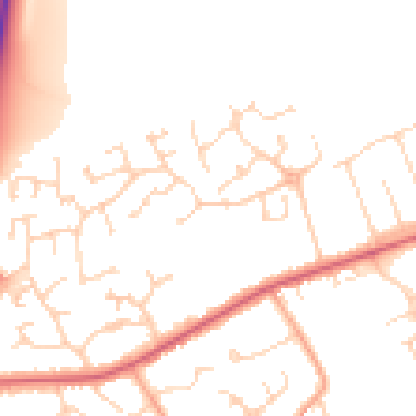 Daytime road noise heatmap for PE7 3ZS