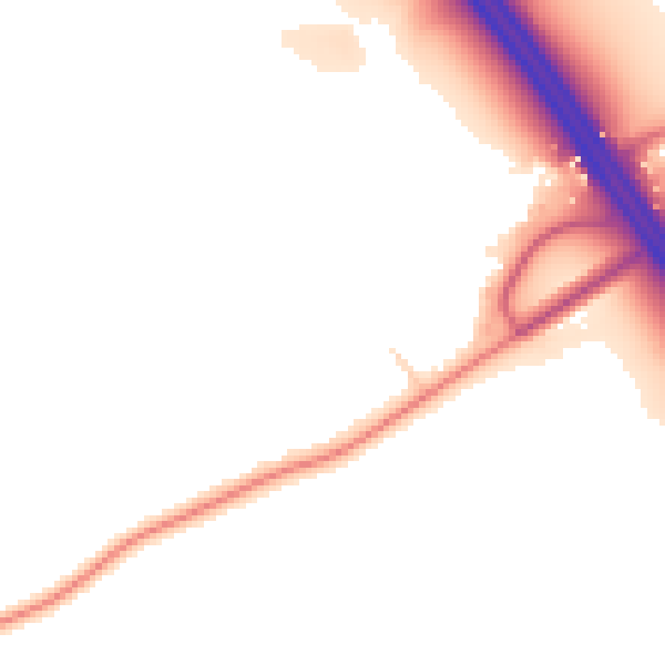 Daytime road noise heatmap for PE7 4AD
