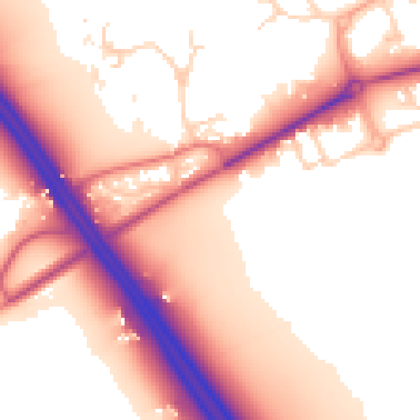 Daytime road noise heatmap for PE7 4AE