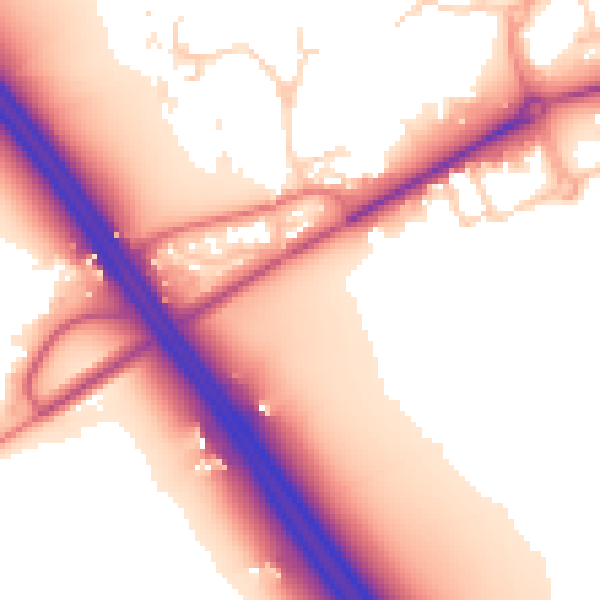 Daytime road noise heatmap for PE7 4AF