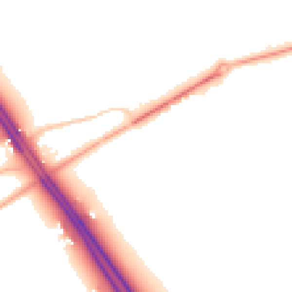 Night-time road noise heatmap for PE7 4AN
