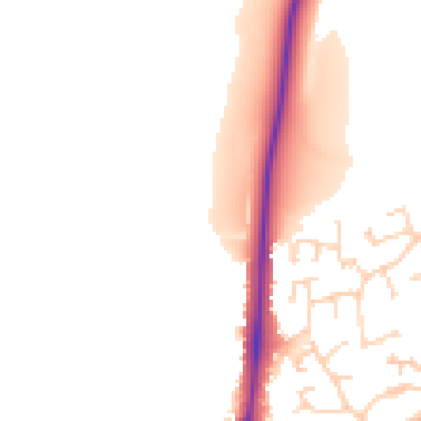 Daytime road noise heatmap for PE7 7AB