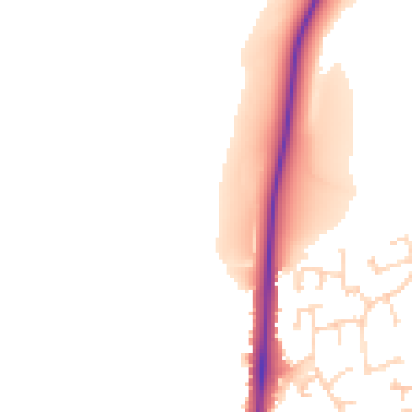 Daytime road noise heatmap for PE7 7AF
