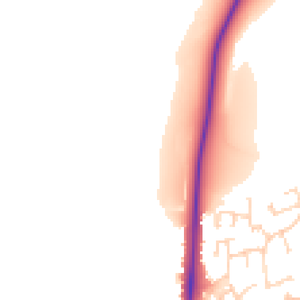 Daytime road noise heatmap for PE7 7AG