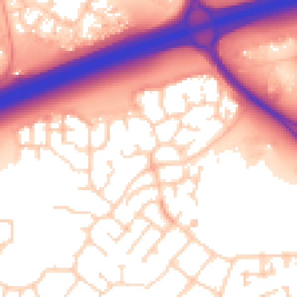 Daytime road noise heatmap for PE7 8AB