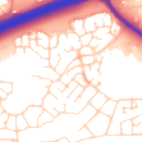 Daytime road noise heatmap for PE7 8AR