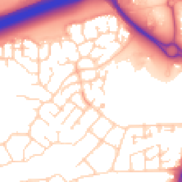 Daytime road noise heatmap for PE7 8AX