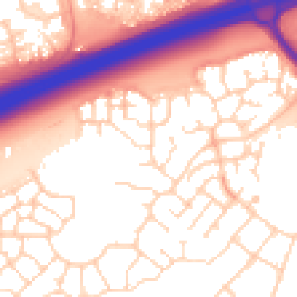 Daytime road noise heatmap for PE7 8AZ