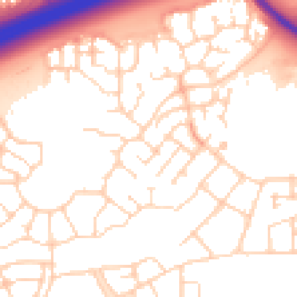 Daytime road noise heatmap for PE7 8BH